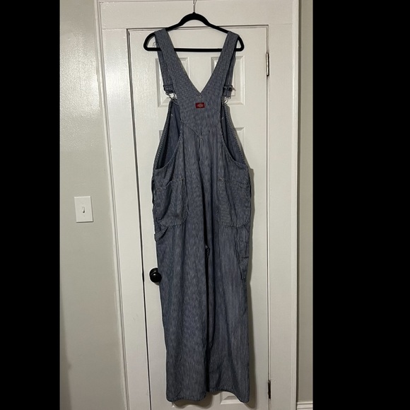 VINTAGE Dickies Blue White Hickory Striped 100% Cotton Bib Overalls - Picture 4 of 11